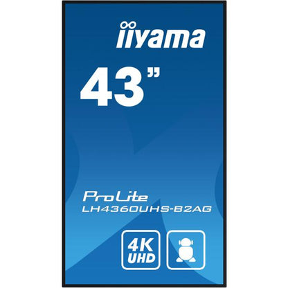 iiyama LH4360UHS-B2AG visualizzatore di messaggi Pannello A digitale 108 cm (42.5") LED Wi-Fi 500 cd/m 4K Ultra HD Nero Processore integrato Android 11 24/7 [LH4360UHS-B2AG]