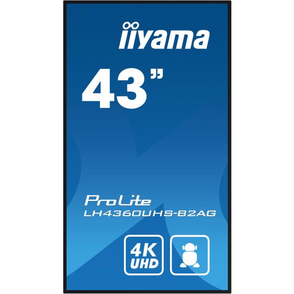 iiyama LH4360UHS-B2AG visualizzatore di messaggi Pannello A digitale 108 cm (42.5") LED Wi-Fi 500 cd/m 4K Ultra HD Nero Processore integrato Android 11 24/7 [LH4360UHS-B2AG]