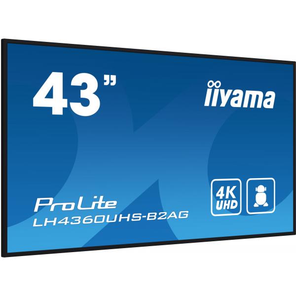 iiyama LH4360UHS-B2AG visualizzatore di messaggi Pannello A digitale 108 cm (42.5") LED Wi-Fi 500 cd/m 4K Ultra HD Nero Processore integrato Android 11 24/7 [LH4360UHS-B2AG]