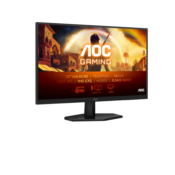 AOC MONITOR GAMING 27 LED IPS FHD 1MS 300 CDM 180Hz, DP/HDMI [27G42E]