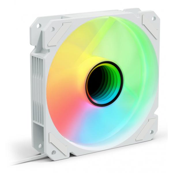 SHARKOON VENTOLA SHARK MIRROR PWM RGB 120x120x25MM WHITE [SHARKMIRWH]