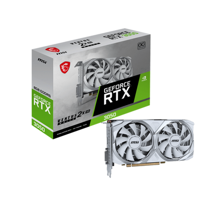 MSI VGA GEFORCE RTX 3050, RTX 3050 VENTUS 2X XS WHITE 8G, 8G GDDR6, 2DP/HDMI, DUAL FAN, OC [RTX 3050 V 2X XS W 8]
