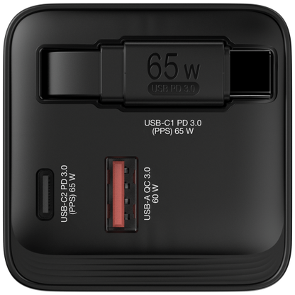 VERBATIM ALIMENTATORE GAN CHARGER DA MURO 65W 2 PORTE CON CAVO INCORPORATO [32217]