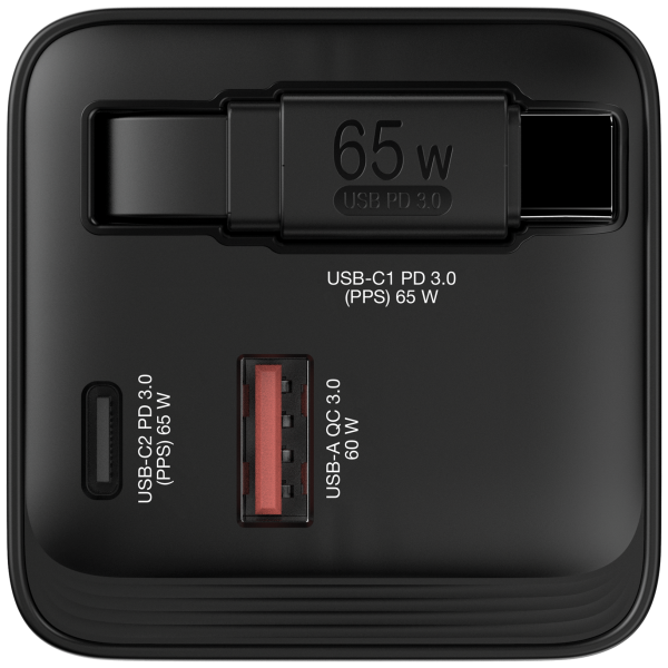 VERBATIM ALIMENTATORE GAN CHARGER DA MURO 65W 2 PORTE CON CAVO INCORPORATO [32217]