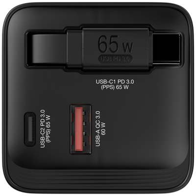 VERBATIM ALIMENTATORE GAN CHARGER DA MURO 65W 2 PORTE CON CAVO INCORPORATO [32217]
