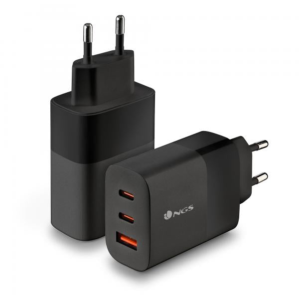 NGS CARICATORE DA PARETE ULTRAVELOCE DA 65 W CON 3 PORTE: 2 USB-C + USB-A [BUD 65W]