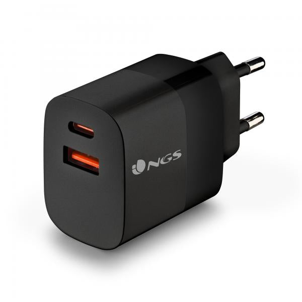 NGS CARICATORE DA PARETE ULTRAVELOCE DA 33W CON 2 PORTE: USB-C + USB-A, RICARICA SIMULTANEA [BUD 33W]