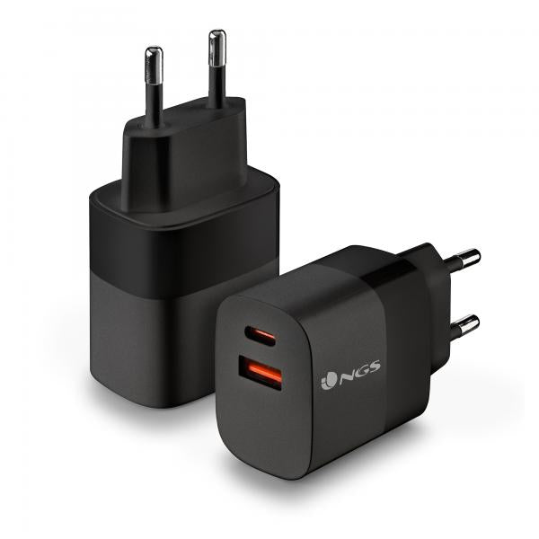 NGS CARICATORE DA PARETE ULTRAVELOCE DA 45W CON 2 PORTE: USB-C + USB-A [BUD 45W]