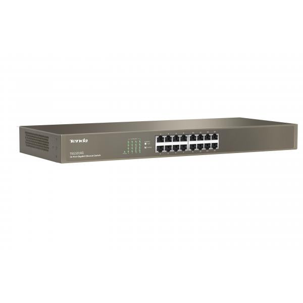 TENDA SWITCH 16 PORTE LAN GIGABIT, IEEE 802.3/U/X/AB, SWITCHING 32GBPS, PROTEZIONE FULMINI 6KV [TEG1016G]