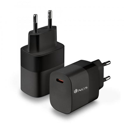 NGS CARICATORE DA PARETE ULTRAVELOCE DA 20W USB-C TYPE C, NERO [BUD 20W]