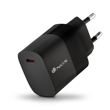 NGS CARICATORE DA PARETE ULTRAVELOCE DA 20W USB-C TYPE C, NERO [BUD 20W]