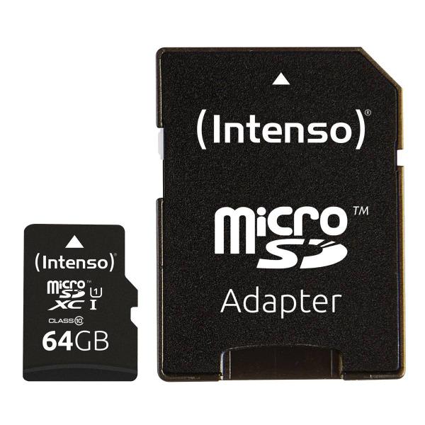 INTENSO MICRO SD UHS-I PREMIUM CON INCL SD ADAPTER 64GB CONFEZIONE DA 3 PZ [3423593]