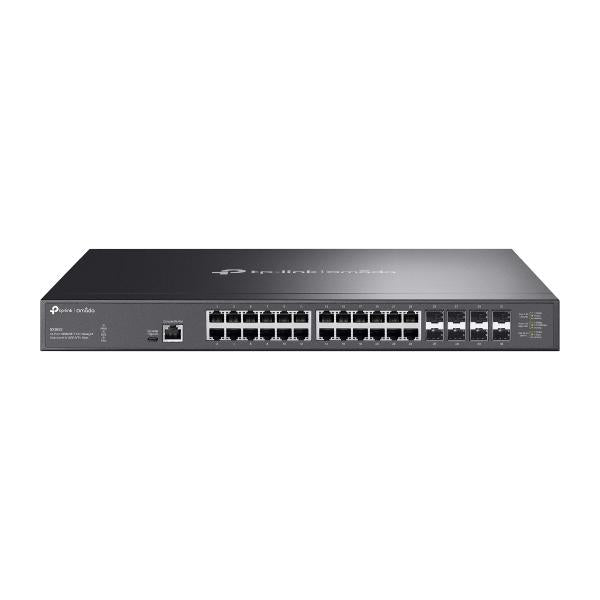 TP-Link - SX3832 - Omada 24-Port 10GBASE-T L2+ Managed Switch with 8 10GE SFP+ Slots, 24 10G RJ45 Ports, 8 10G SFP+ Slots, RJ45/USB Type C Console Port, 1U 19-inch Rack-mountable Steel Case [SX3832]