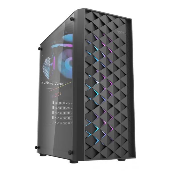 DARKFLASH DK351 PC CASE, ATX/MICRO-ATX/MINI-ITX MOTHERBOARD SUPPORT, 4 ARGB FANS, TEMPERED-GLASS [DF-DK351-BK-4ARGB-02]