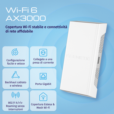 KEENETIC REPEATER/EXTENDER BUDDY 6 SE (KN-4410) AX3000 WI-FI EXTENDER, MESH, 1 PORTA 1GBIT/S [KN-4410-01-EU]