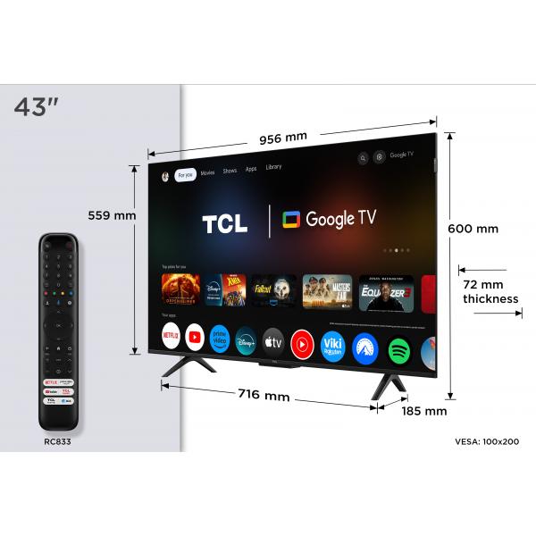 TCL SMART TV QLED 43" 4K [43P7K]