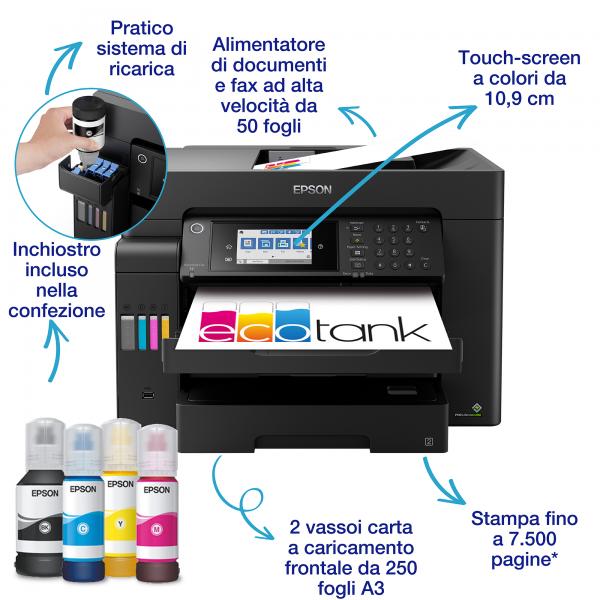 Epson EcoTank ET-16605 Multifunctional Printer - A3 - 4800 x 2400 DPI - 22 ppm - Wi-Fi - Black [C11CH72405]