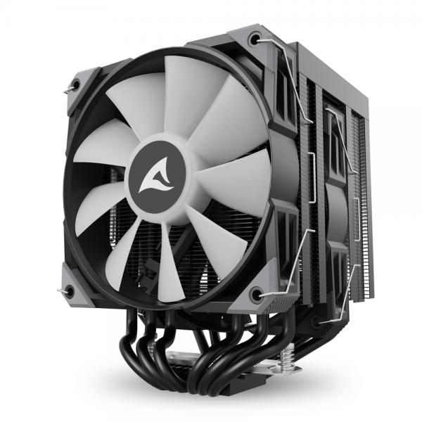 SHARKOON DISSIPATORE AD ARIA 1X 120MM ARGB PWM FAN, 1X 120MM PWM FAN, 6X COPPER PIPES, DIRECT TOUCH, [A60 RGB BLACK]