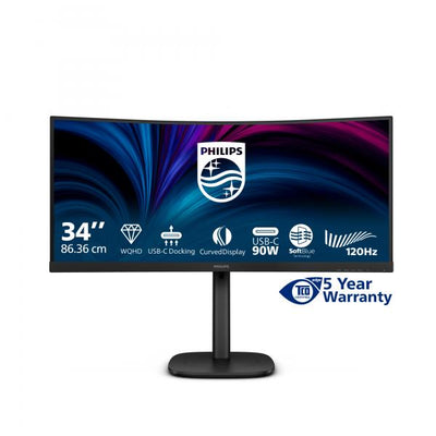 Philips 3000 Series - 34 inch Curved - UltraWide Quad HD VA LED Monitor - 3440x1440 - 120hz - HAS / RJ45 / USB-C [34B2U3600C/00]
