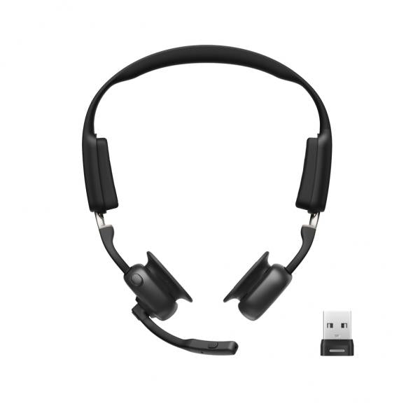SHOKZ OpenMeet UC Wireless Bluetooth Bone Conduction Videoconferencing Headset with USB-A adapter - dongle USB-A incluso [C610-AA-BK-EU-000]
