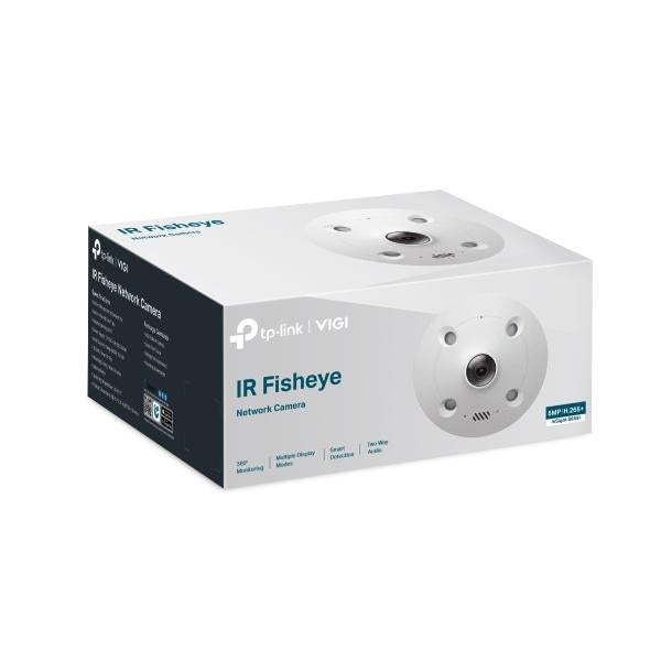 TP-Link - VIGI 5MP IR Fisheye Network Camera- SPEC: 5MP, 1.4mm Fixed Lens, 1/2.7? Progressive Scan CMOS, H.265+/H.265/H.264+/H.264, IR LED, 25fps/30fps (2560x1920), IP67, PoE/DC 12V, 120dB WDR, Built- [InSightS655I]