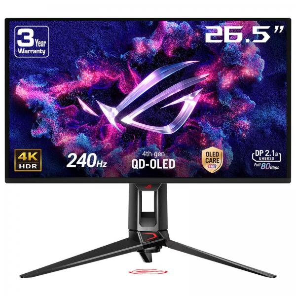 ASUS MONITOR 26,5 LED OLED 16:9 4K UHD 0,03MS 24Hz 250 CDM, ROG SWIFT QD-OLED, PIVOT, DP/2HDMI [PG27UCDM]
