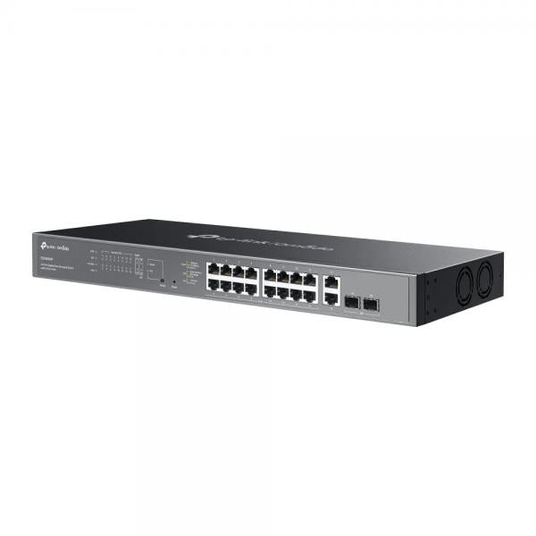 TP-Link - ES220GMP - Omada 20-Port Gigabit Easy Managed Switch with 16-Port PoE+, 16 Gigabit PoE+ Ports, 2x Gigabit Non-PoE Ports, 2 Gigabit SFP Ports, 802.3at/af, 250 W PoE Power, 1U 19-inch Rack-m [ES220GMP]