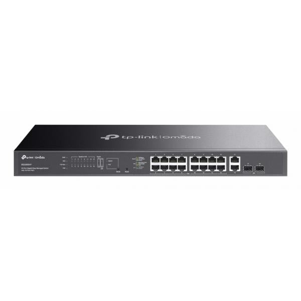 TP-Link - ES220GMP - Omada 20-Port Gigabit Easy Managed Switch with 16-Port PoE+, 16 Gigabit PoE+ Ports, 2x Gigabit Non-PoE Ports, 2 Gigabit SFP Ports, 802.3at/af, 250 W PoE Power, 1U 19-inch Rack-m [ES220GMP]