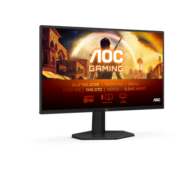 AOC MONITOR GAMING 24,5 FHD 1MS 180HZ 300 CDM, DP/HDMI [25G42E]