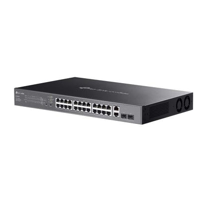 TP-Link - ES228GMP - Omada 28-Port Gigabit Easy Managed Switch with 24-Port PoE+, 24 Gigabit PoE+ Ports, 2x Gigabit Non-PoE Ports, 2 Gigabit SFP Ports, 802.3at/af, 384 W PoE Power, 1U 19-inch Rack-m [ES228GMP]