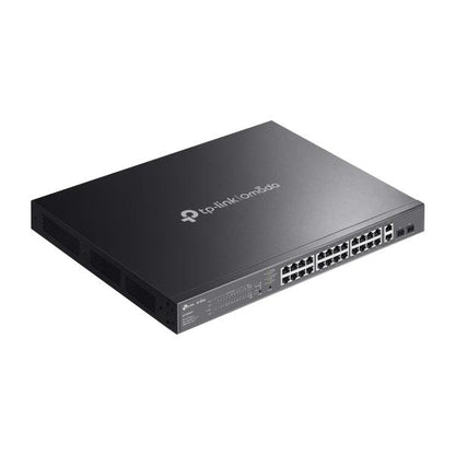 TP-Link - ES228GMP - Omada 28-Port Gigabit Easy Managed Switch with 24-Port PoE+, 24 Gigabit PoE+ Ports, 2x Gigabit Non-PoE Ports, 2 Gigabit SFP Ports, 802.3at/af, 384 W PoE Power, 1U 19-inch Rack-m [ES228GMP]