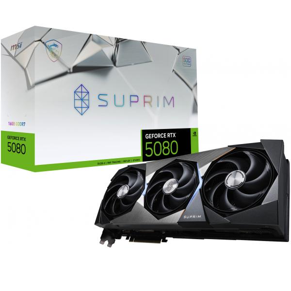 MSI SUPRIM GeForce RTX5080 16G SOC NVIDIA GeForce RTX 5080 16 GB GDDR7 [RTX508016GSUPRIMSOC]