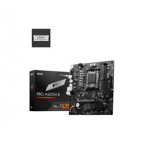 MSI MB AMD PRO A620M-B,A620,AM5,2DDR5,1PCI-EX16,1PCI-EX1,1M.2,4SATA3,6USB3.2 GEN1,6USB2.0 [PRO A620M-B]