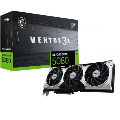 MSI VGA GEFORCE RTX 5080, RTX 5080 16G VENTUS 3X OC PLUS, 16GB GDDR7, HDMI*1/DP*3, ATX, TRIPLE FAN, [RTX 5080 16G V 3XOCP]