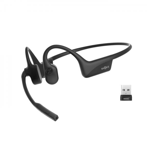SHOKZ OpenComm2 UC 2025 Upgrade Wireless Bluetooth Bone Conduction Headset (with USB-A Dongle) - dongle USB-A incluso [C120-AA-BK-EU-000]