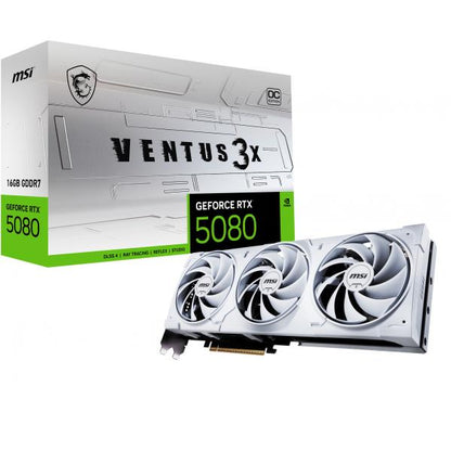 MSI VGA GEFORCE RTX 5080, RTX 5080 16G VENTUS 3X OC WHITE, 16GB GDDR7, HDMI1/DP3, ATX, TRIPLE FAN, O [RTX 5080 16G V3X O W]