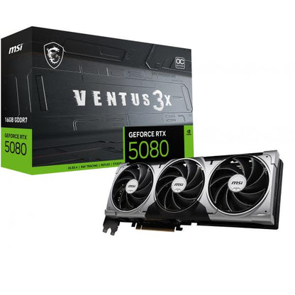 MSI VGA GEFORCE RTX 5080, RTX 5080 16G VENTUS 3X OC, 16GB GDDR7, HDMI/DP3, ATX, TRIPLE FAN, OC [RTX 5080 16G V3X OC]