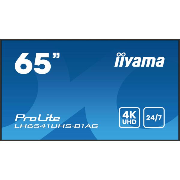 iiyama LH6541UHS-B1AG visualizzatore di messaggi 163,8 cm (64.5") LCD 500 cd/m 4K Ultra HD Nero 24/7 [LH6541UHS-B1AG]