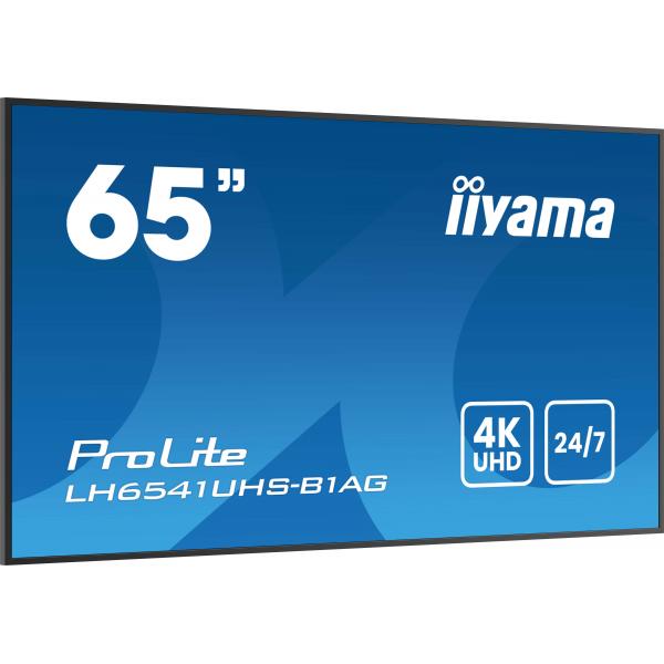 iiyama LH6541UHS-B1AG visualizzatore di messaggi 163,8 cm (64.5") LCD 500 cd/m 4K Ultra HD Nero 24/7 [LH6541UHS-B1AG]