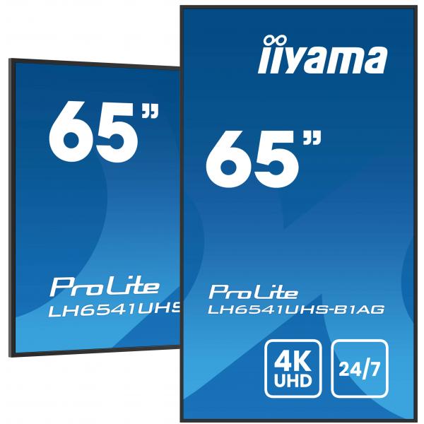 iiyama LH6541UHS-B1AG visualizzatore di messaggi 163,8 cm (64.5") LCD 500 cd/m 4K Ultra HD Nero 24/7 [LH6541UHS-B1AG]