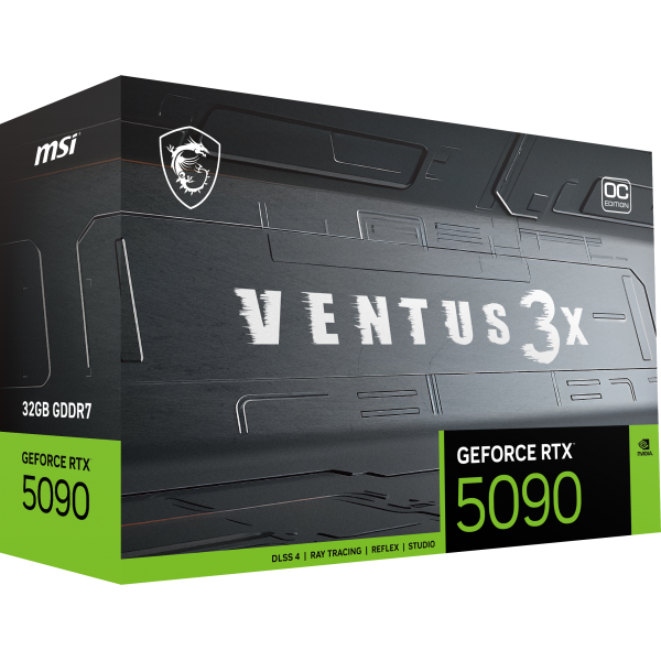 MSI VGA GEFORCE RTX 5090, RTX 5090 32G VENTUS 3X OC, 32GB GDDR7, HDMI/DP3, TRIPLE FAN, OC [RTX 5090 32G VE 3X O]