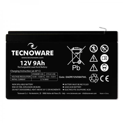 POWER BATTERY TECNOWARE 12V 9AH FASTON 6,3 MM LONG LIFE 24 MESI GARANZIA [EACPE12V09ATWL]