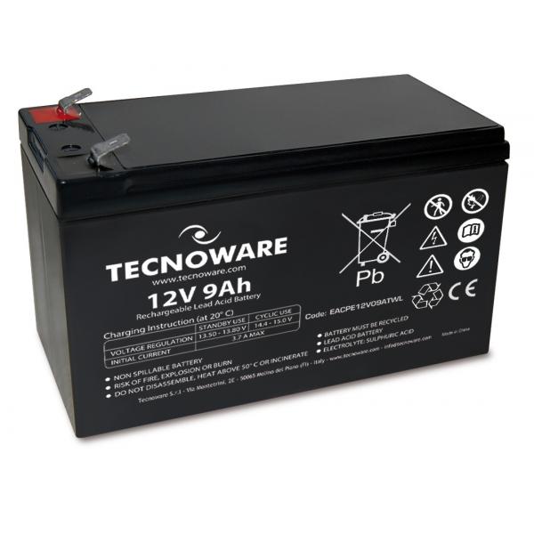 POWER BATTERY TECNOWARE 12V 9AH FASTON 6,3 MM LONG LIFE 24 MESI GARANZIA [EACPE12V09ATWL]