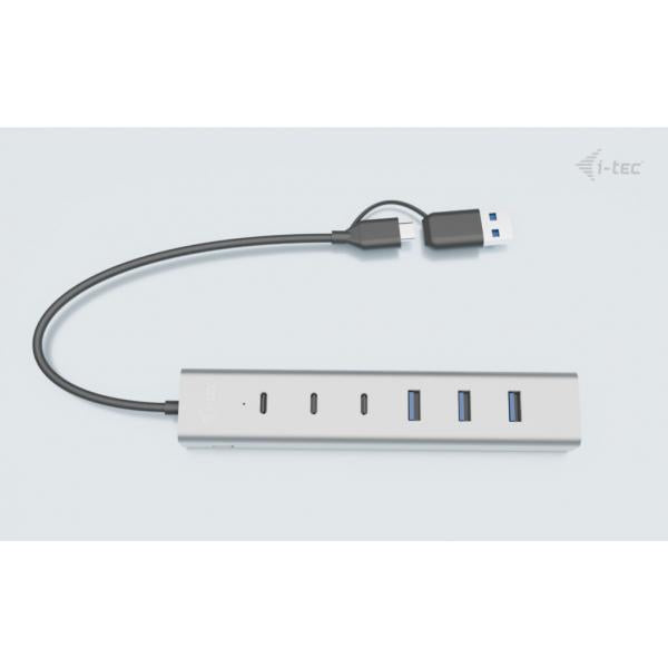 I-TEC USB-C/USB-A CHARGING METAL HUB 7 PORT (3X USB-C, 4X USB-A) [CAHUBMETAL7]