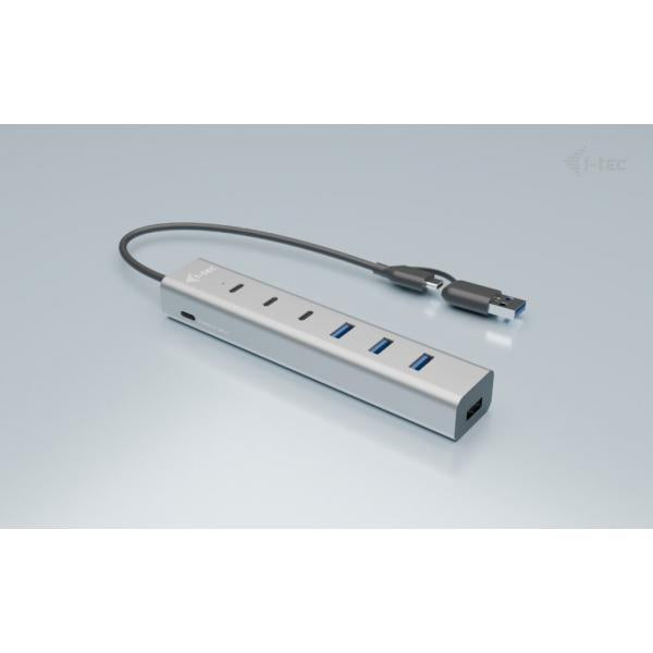 I-TEC USB-C/USB-A CHARGING METAL HUB 7 PORT (3X USB-C, 4X USB-A) [CAHUBMETAL7]