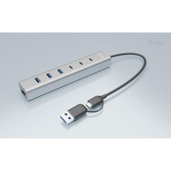 I-TEC USB-C/USB-A CHARGING METAL HUB 7 PORT (3X USB-C, 4X USB-A) [CAHUBMETAL7]