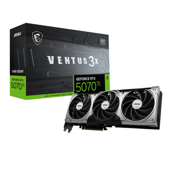 MSI VGA GEFORCE RTX 5070 TI, RTX 5070 Ti 16G VENTUS 3X OC, 16GB GDDR7, HDMI/DP*3, TRIPLE FAN, OC [RTX 5070 TI 16G V3XO]