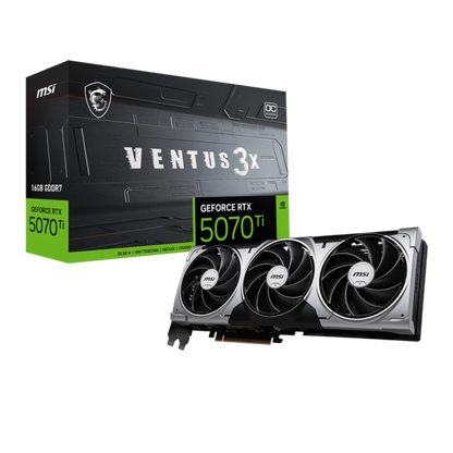 MSI VGA GEFORCE RTX 5070 TI, RTX 5070 Ti 16G VENTUS 3X OC, 16GB GDDR7, HDMI/DP*3, TRIPLE FAN, OC [RTX 5070 TI 16G V3XO]