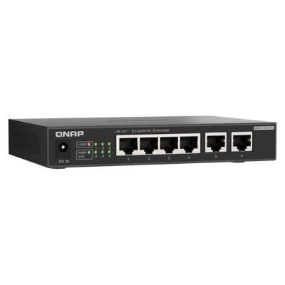 QNAP QSW-2104-2T-R2 switch di rete Non gestito 10G Ethernet (100/1000/10000) Desktop Nero [QSW-2104-2T-R2]