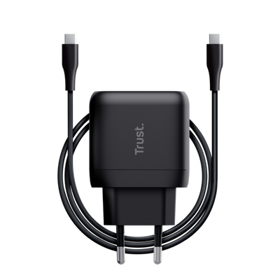 TRUST ALIMENTATORE/CARICABATTERIA 45W USB-C GAN - CAVO RICARICA INCLUSO - PLASTICA RICICLATA 50 - M [25521]